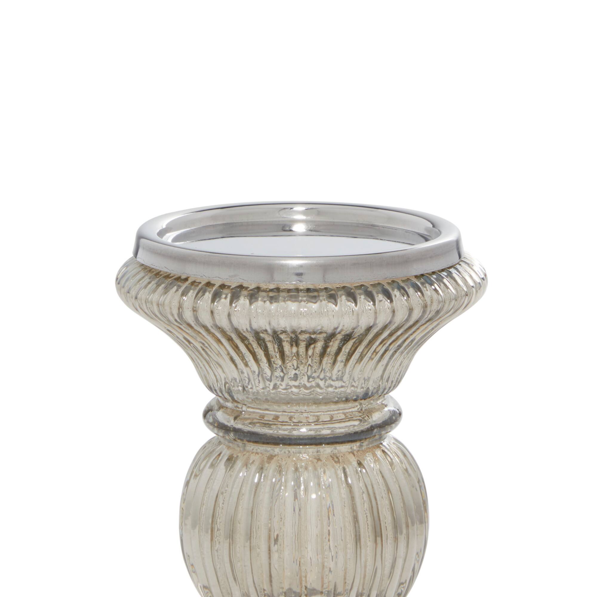 Clear Glass Traditional Candle Holder Set